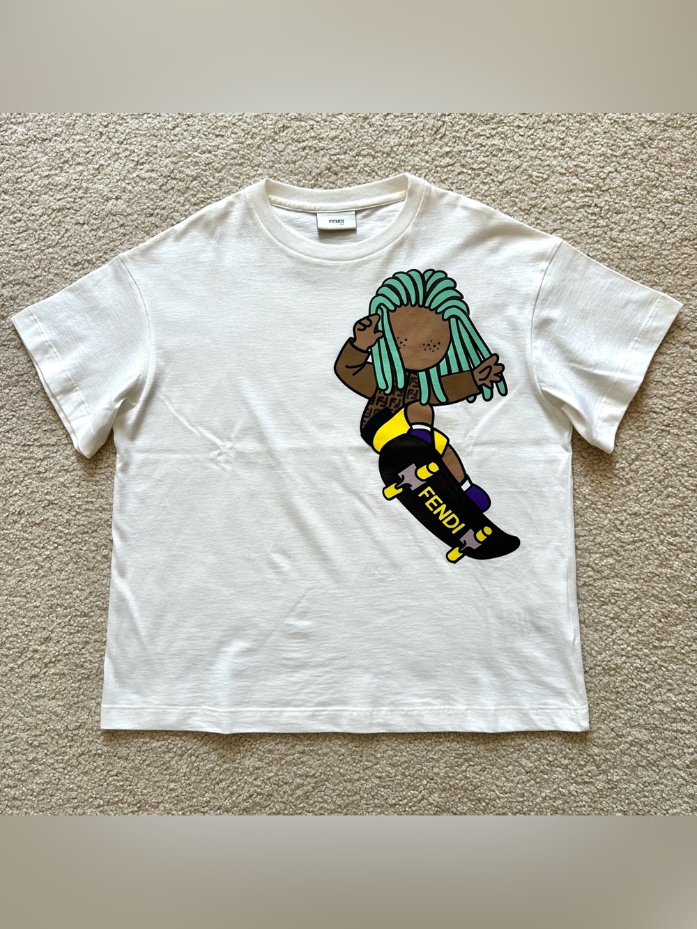 Fendi Skateboard Graphic Logo T-Shirt, Size 10